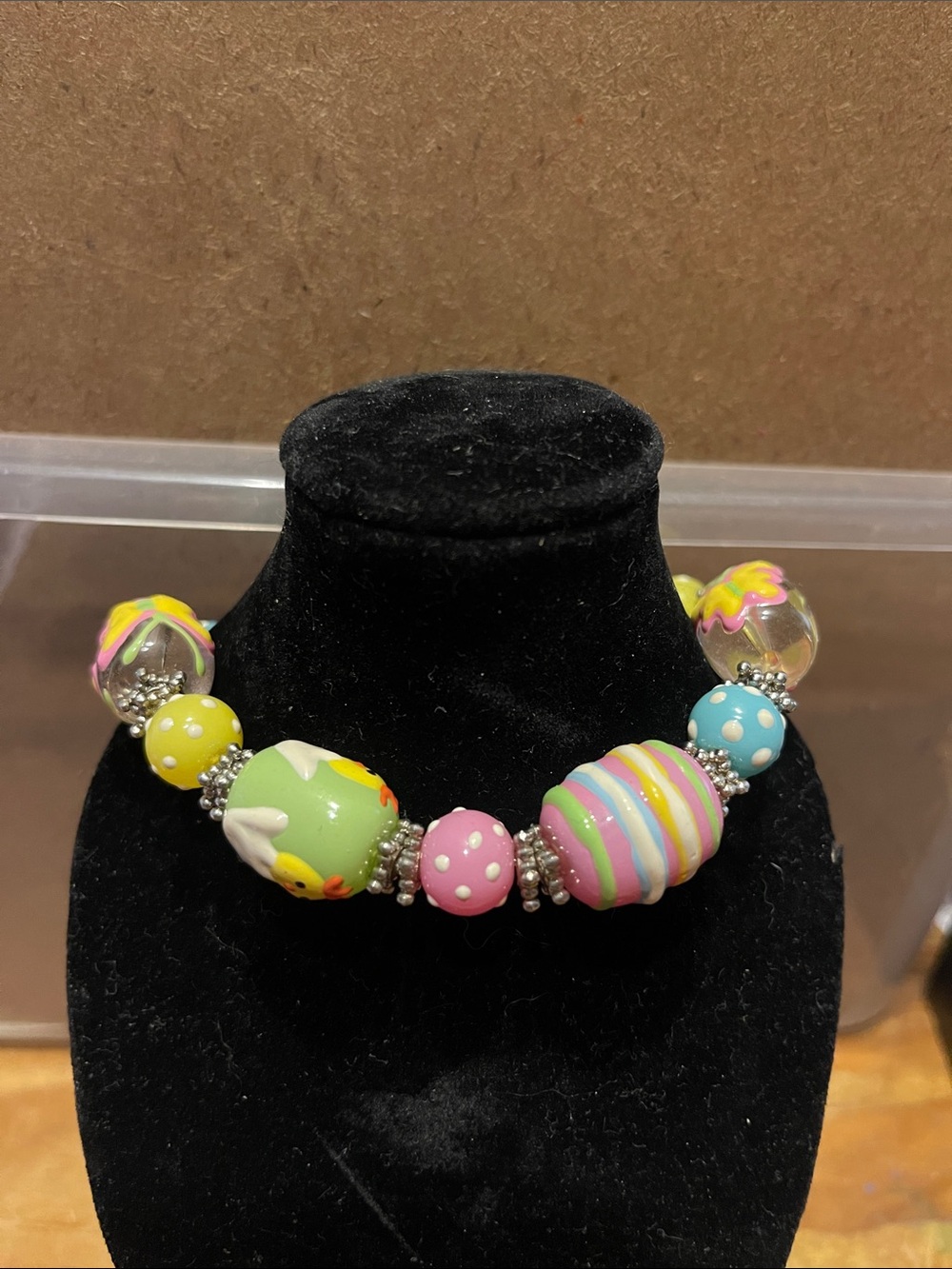 glass Colorful Pastel Bead Bracelet stretchy 8” craft reuse string is weak
